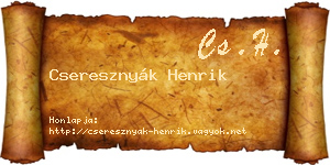Cseresznyák Henrik névjegykártya
